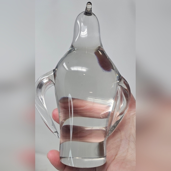 Vintage 1974 Penguin Crystal Art Glass Hand-Blown Figurine Paperweight Clear 6" - Picture 2 of 11